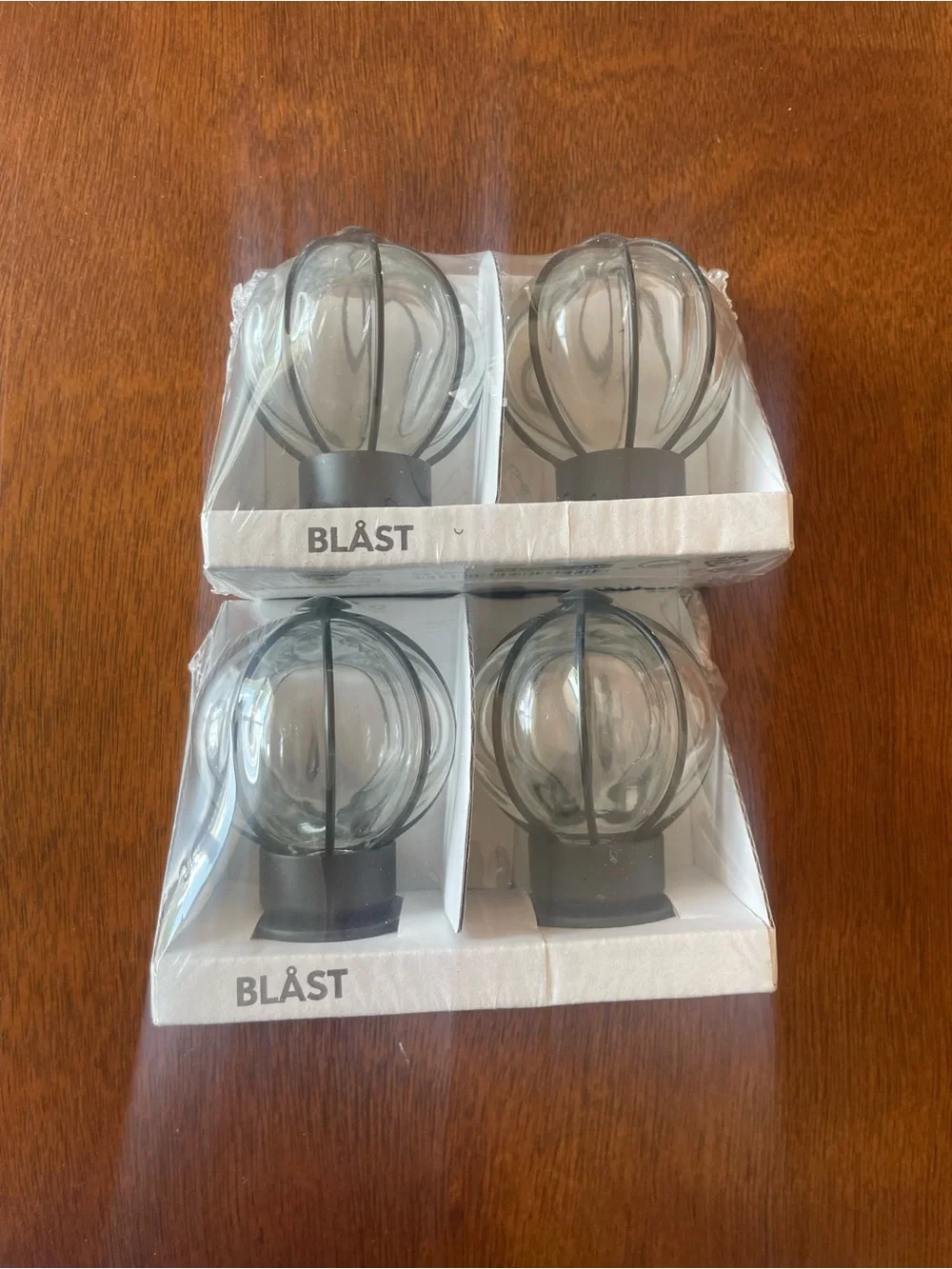 New lot of 2 IKEA Blast Glass Globe Black Curtain Rod Finials, End Caps